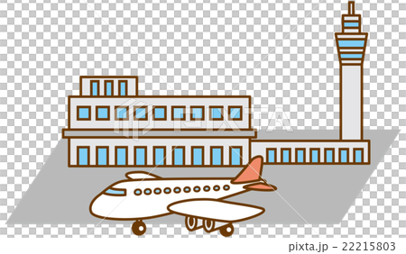空港と飛行機のイメージイラストのイラスト素材