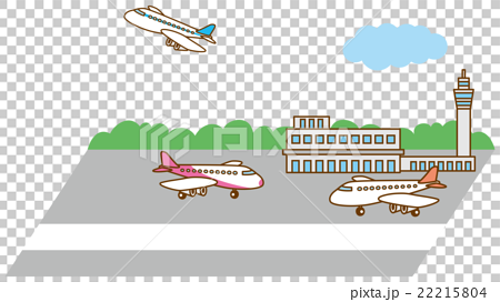 空港と飛行機のイメージイラストのイラスト素材