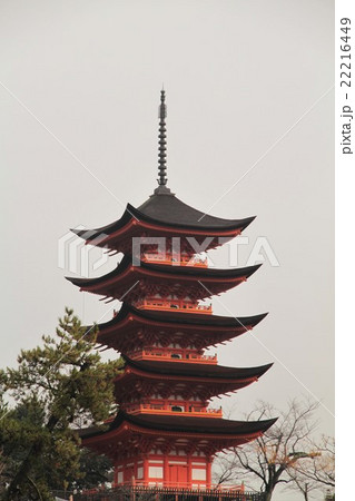 広島　厳島神社　五重塔 22216449
