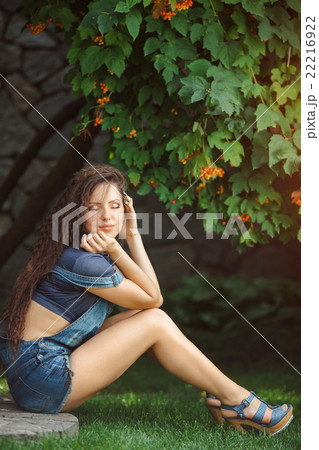 Young slim woman autumn portrait.  22216922