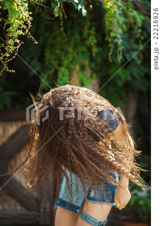 Hair style gafra. Dancing girl outdoors 22216926