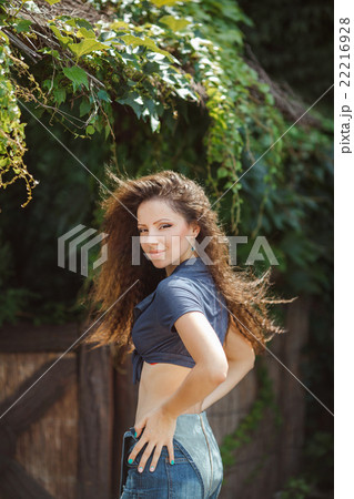 Young slim woman autumn portrait.  22216928