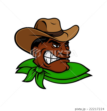 Cartoon black rodeo cowboy or rancher character 22217224