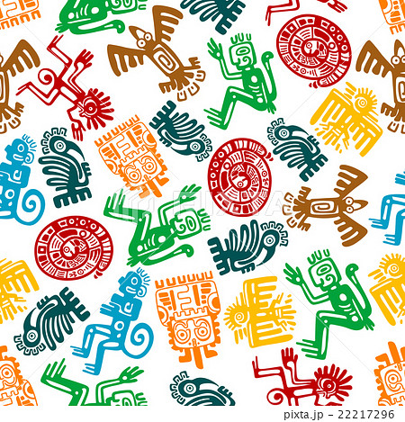 Seamless mayan and aztec pattern of animal totems 22217296