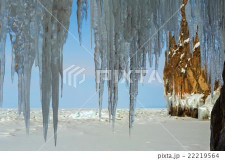 Ice curtain of icicles. Ice curtain of icicles. 22219564