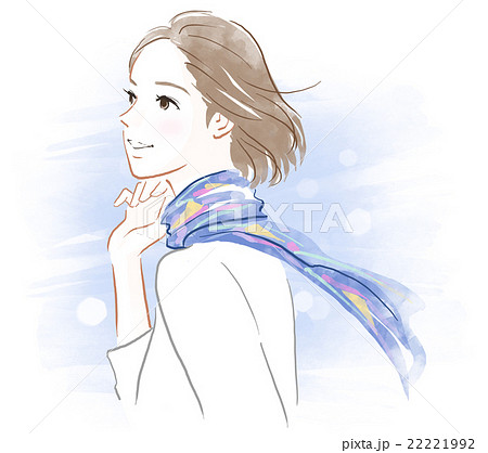スカーフを巻いた女性のイラスト素材