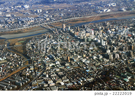 小田急小田原線の本厚木駅付近を空撮 小田急小田原線の本厚木駅付近を空撮 22222019