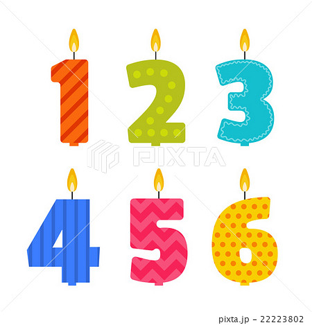 Vector Birthday Candle Set In The Shape Of Numbersのイラスト素材