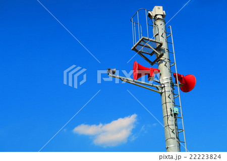 防災無線のスピーカーの写真素材