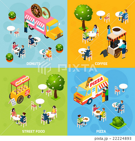 Street Food Isometric 4 Icons Square 22224893