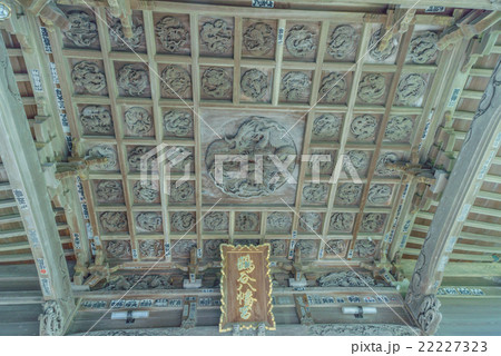 夏の鶴谷八幡宮の拝殿の天井の彫刻の風景 夏の鶴谷八幡宮の拝殿の天井の彫刻の風景 22227323
