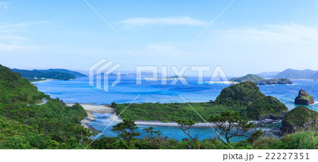 神の浜展望台　夕日　夕陽　慶良間諸島　座間味島 阿真ビーチ 22227351