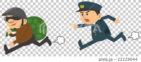 泥棒を追いかける警察官のイラスト素材