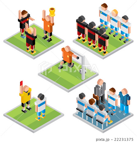 Isometric Vector Sport. Set 3D Design Soccer Icons 22231375