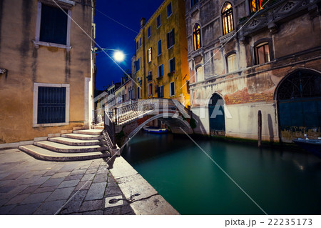 Venetian street in the night, Italy 22235173