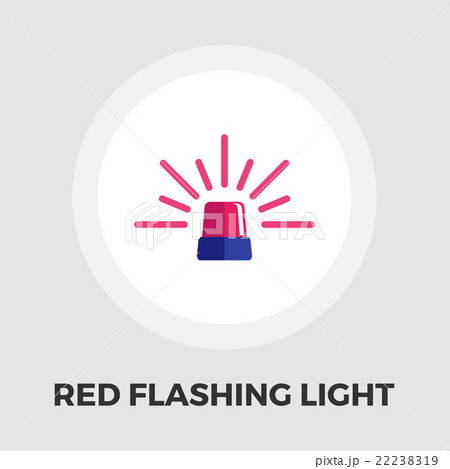 Red flashing emergency light icon flat 22238319