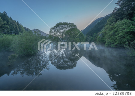 新緑の室生湖の朝霧(奈良県宇陀市の風景) 新緑の室生湖の朝霧(奈良県宇陀市の風景) 22239708