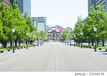 写真素材 行幸通り 東京駅丸の内駅舎 皇居 の写真素材