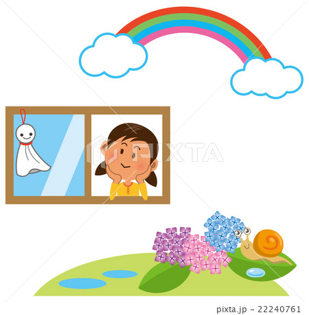 雨上がりに窓から外を眺めている少女のイメージイラスト 雨上がりに窓から外を眺めている少女のイメージイラスト 22240761