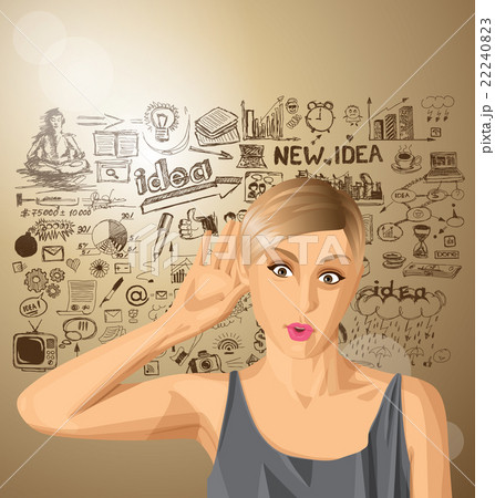 Vector woman overhearing something 22240823