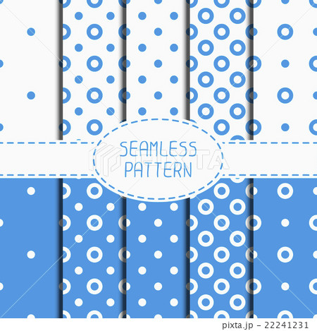 Set of blue geometric seamless polka dot pattern Set of blue geometric seamless polka dot pattern 22241231