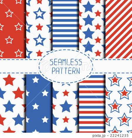 Set of geometric patriotic seamless pattern with 22241235