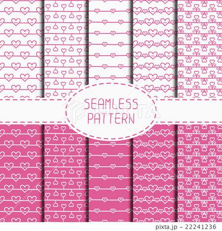 Set of pink romantic seamless pattern with hearts 22241236