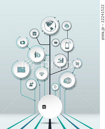 Icons tree with circles in molecule structure 22241522
