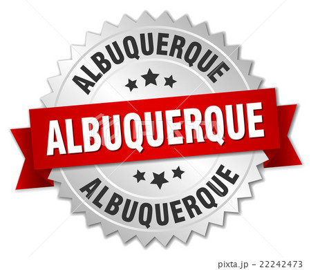Albuquerque round silver badge with red ribbon 22242473