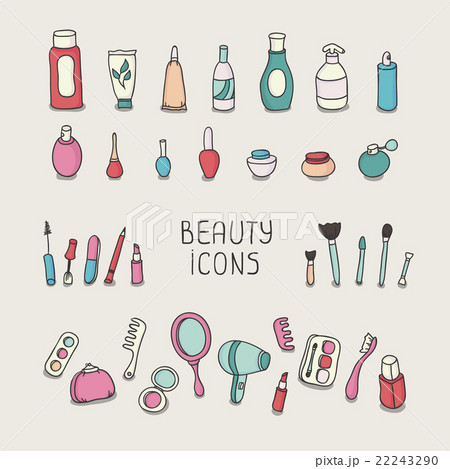 Set Of Vintage Cosmetics Elements And Beautyのイラスト素材