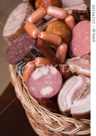 Variety of sausage products 22244108