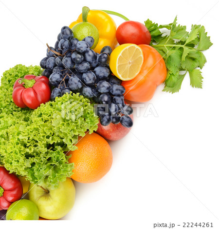 fruits and vegetables isolated on white background 22244261