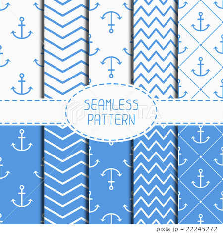 Set of blue marine geometric seamless pattern with Set of blue marine geometric seamless pattern with 22245272