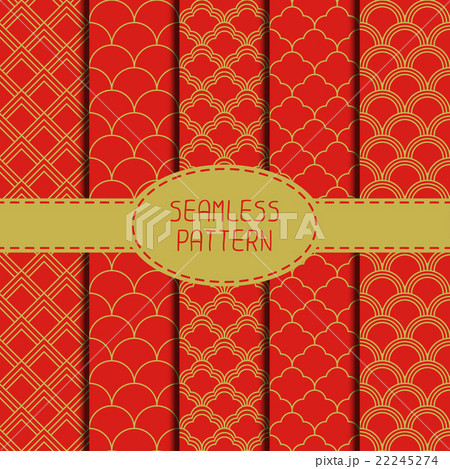 Set of geometric national chinese seamless pattern 22245274
