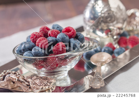 cream with raspberries and blueberries cream with raspberries and blueberries 22245768