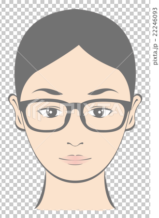 メガネ女子 ウェリントン型 イラストのイラスト素材