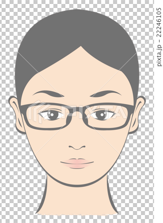 メガネ女子 スクエア型 イラストのイラスト素材