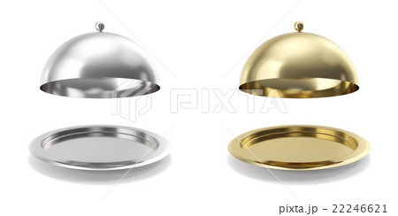 Set opened cloche on white background. 3d 22246621