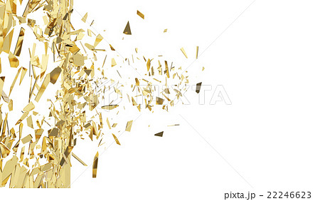 Broken gold wall isolated on white background. 3d Broken gold wall isolated on white background. 3d 22246623