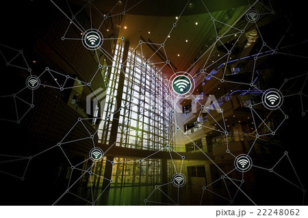 現代的ビルの内観と無線通信　アブストラクトイメージ 22248062