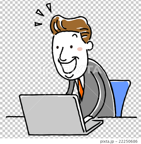Illustration material: middle-aged businessman personal computer work 22250686