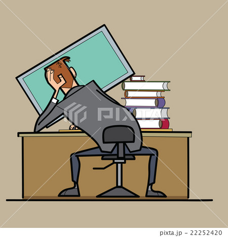 Businessman working at a computer, curve posture Businessman working at a computer, curve posture 22252420