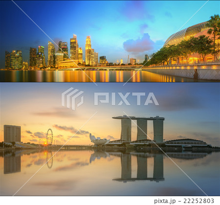 Beautiful cityscape set and collage of Marina Bay Beautiful cityscape set and collage of Marina Bay 22252803