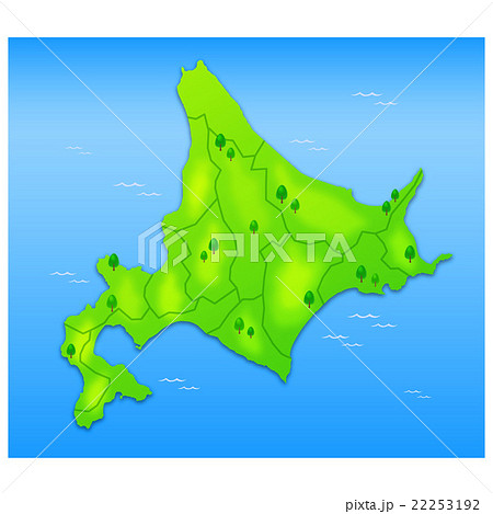 北海道の地図 海あり のイラスト素材