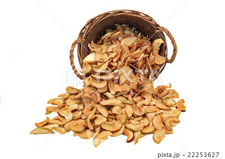 Dried Apples Slice In Wicker Basket Isolated Dried Apples Slice In Wicker Basket Isolated 22253627