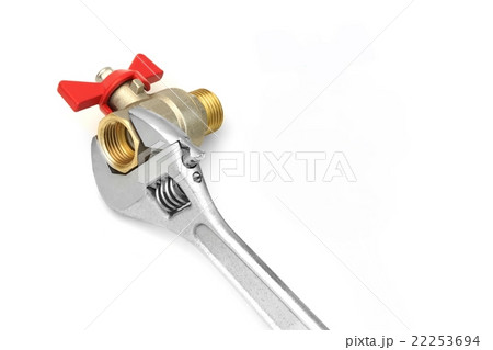 Two Ball Valves Grabbed With Adjustable Wrench Two Ball Valves Grabbed With Adjustable Wrench 22253694