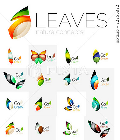 Futuristic design eco leaf logo set Futuristic design eco leaf logo set 22256332