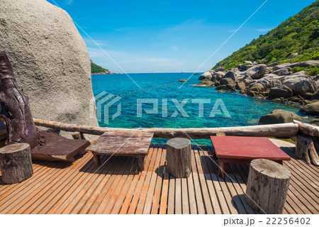 Seat on beach scene 22256402