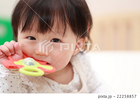 赤ちゃん (歯固め オモチャ おもちゃ ベビー 0歳 おしゃぶり コピースペース) 22258857