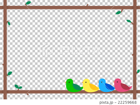 Frame of colorful birds trees - Stock Illustration [22259668] - PIXTA